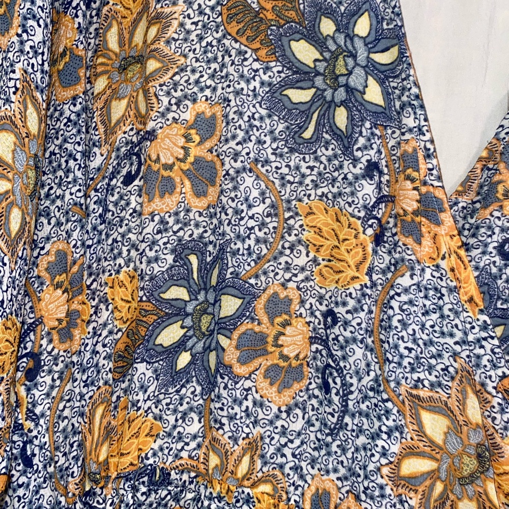 Free People Teegan Floral Long Sleeve‎ Boho Minidress in Sky Combo - Picture 2 of 9